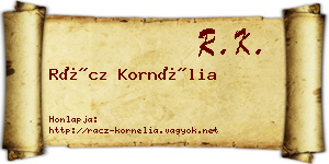 Rácz Kornélia névjegykártya